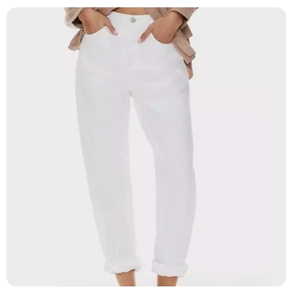 Aritzia Denim Forum The Boyfriend High Rise Loose Jeans White Button Fly size 24 - Picture 14 of 14